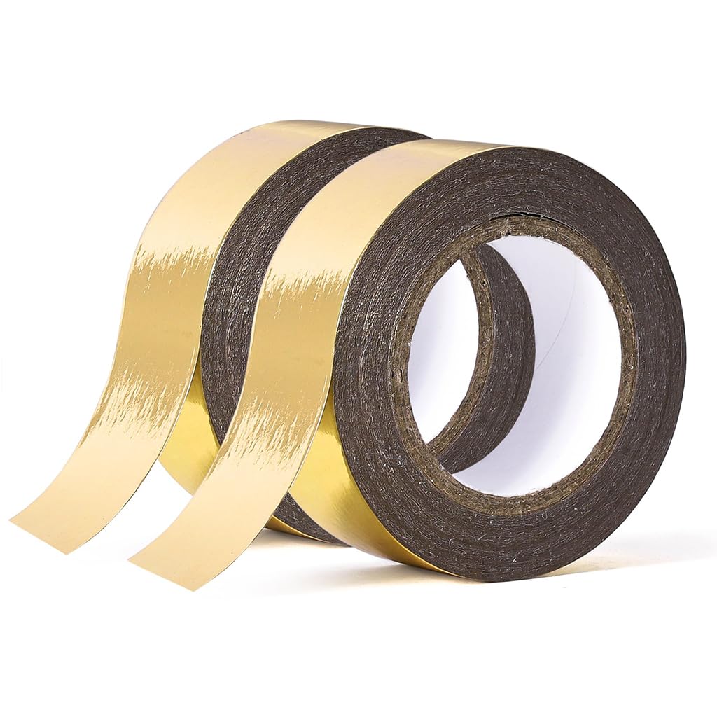 HASTHIP 2 Rolls Crafting Tape Golden Foil Washi Tape Scrapbooking Tape Decorative Masking Tape Metallic Golden Washi Masking Tape Self Adhesive Washi Tape for DIY Crafts, 15mm x 5m HASTHIP 2 Rolls Crafting Tape Golden Foil Washi Tape Scrapbooking Tape Decorative Masking Tape Metallic Golden Washi Masking Tape Self Adhesive Washi Tape for DIY Crafts, 15mm x 5m